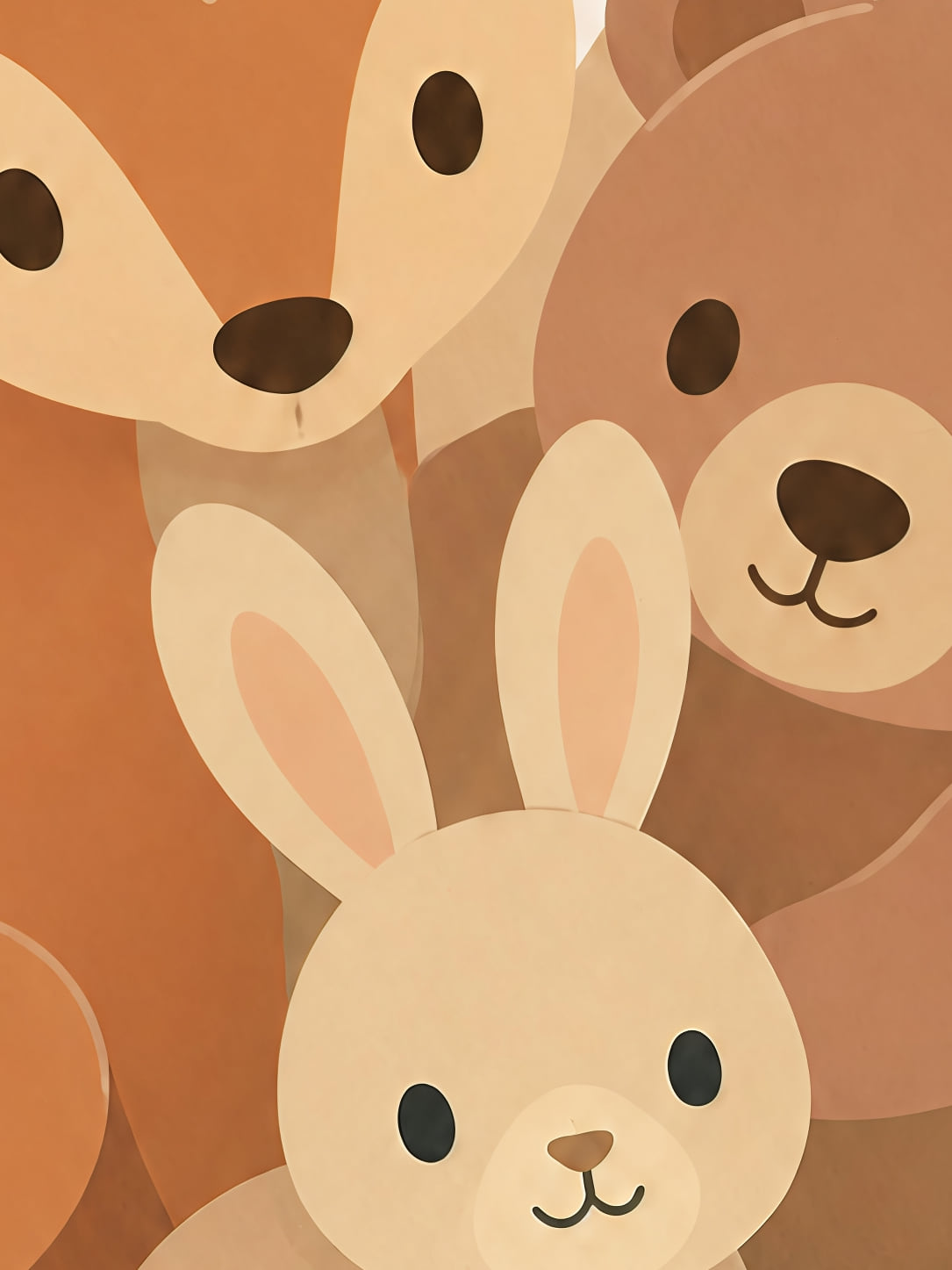 Detail a taille reelle du tirage, affiche bebes animaux trio des sous bois