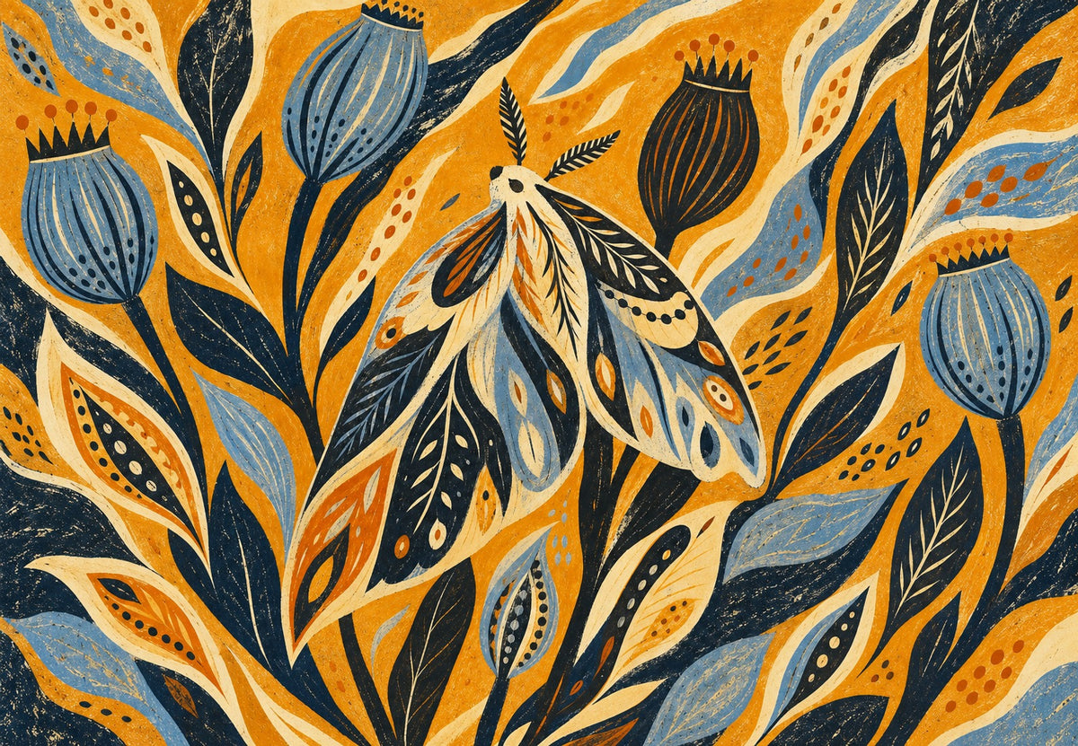 Marineblauer botanischer Falter (Querformat)