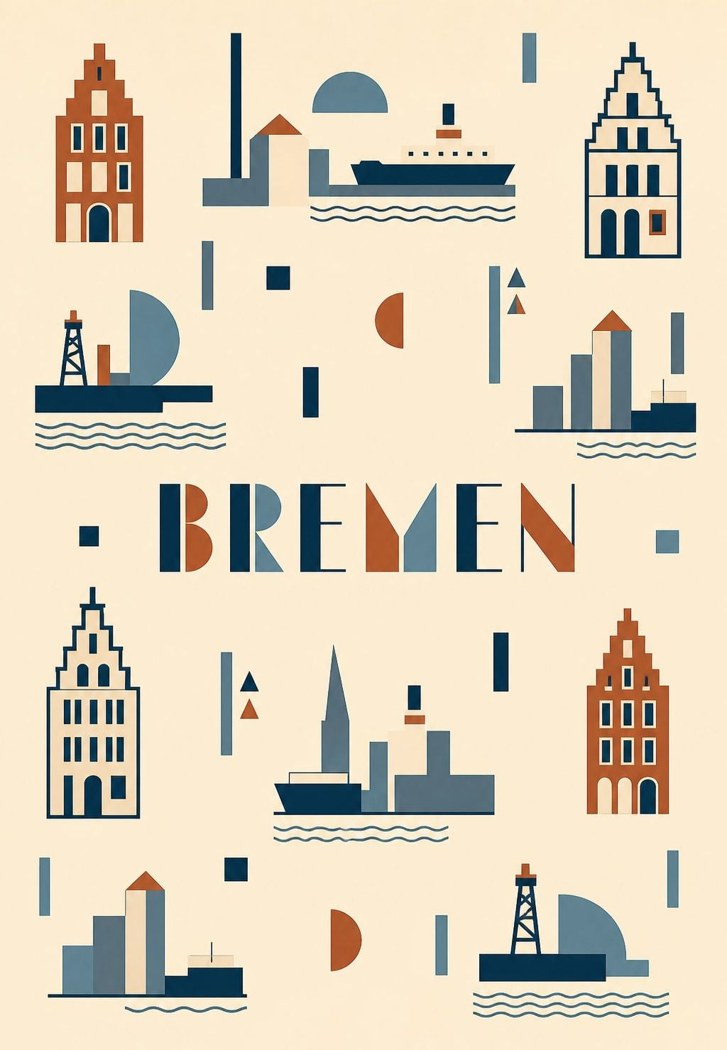 Brema - Domy i statki w drobnych motywach