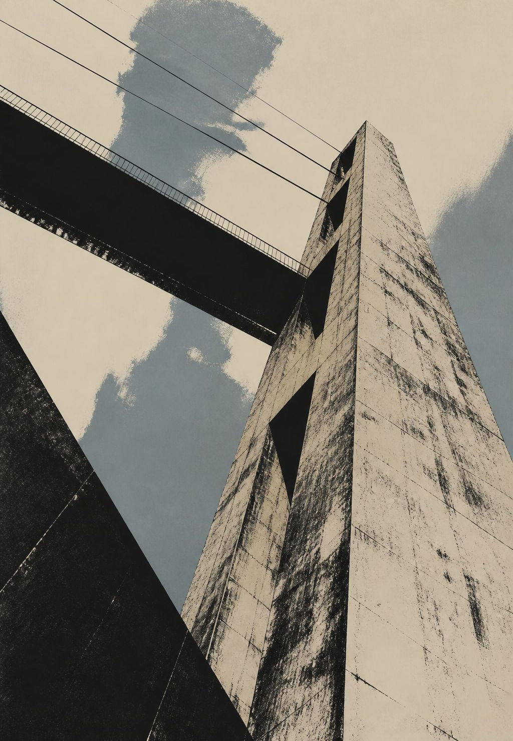 Brest - El pilono del puente contra el cielo