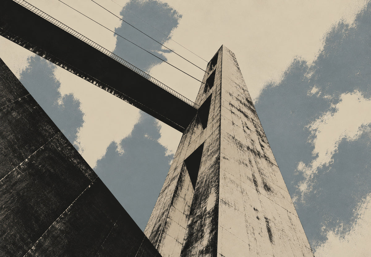 Brest - The Bridge Pylon Against the Sky (Landscape)