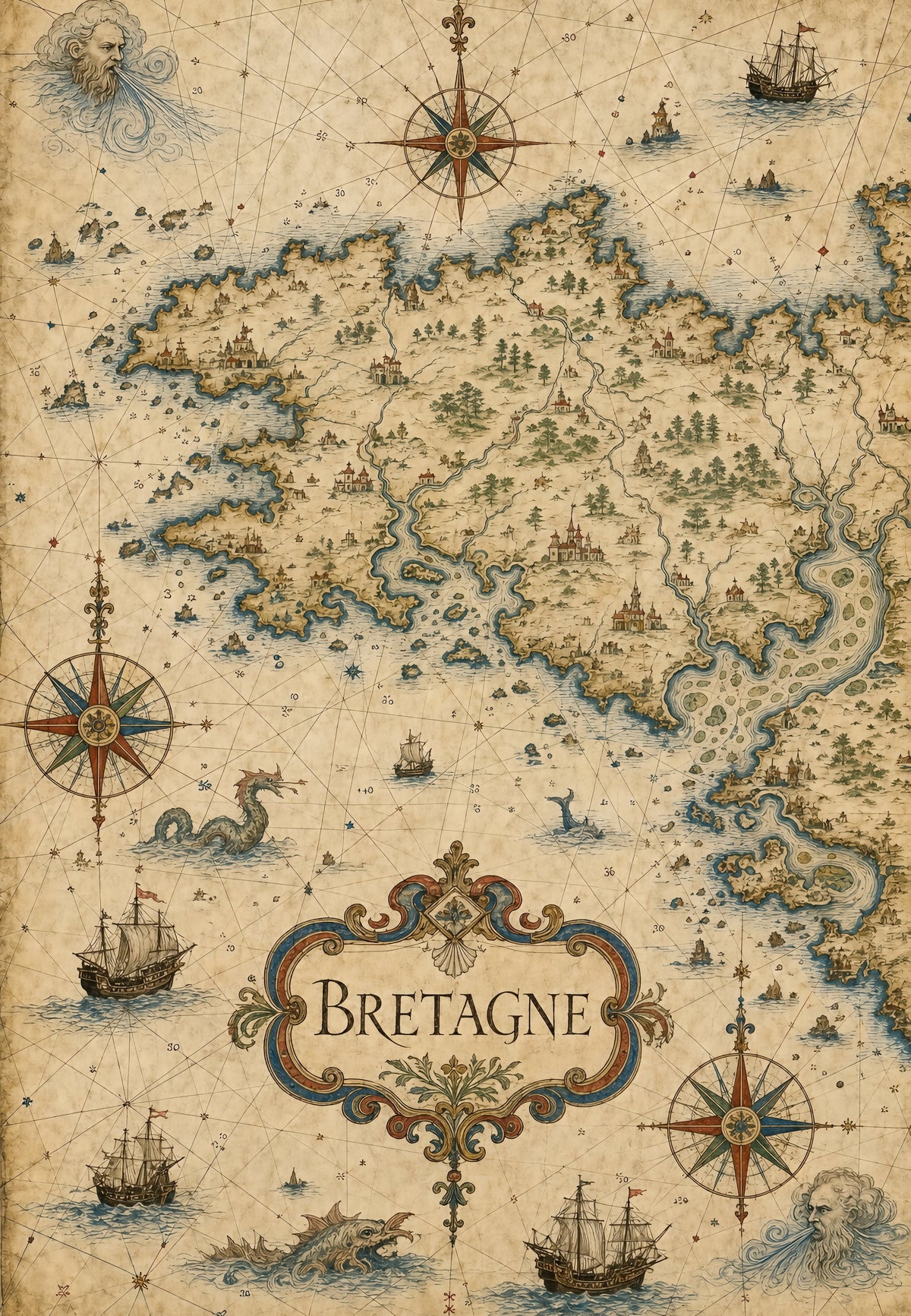 Brittany - Antique Nautical Chart