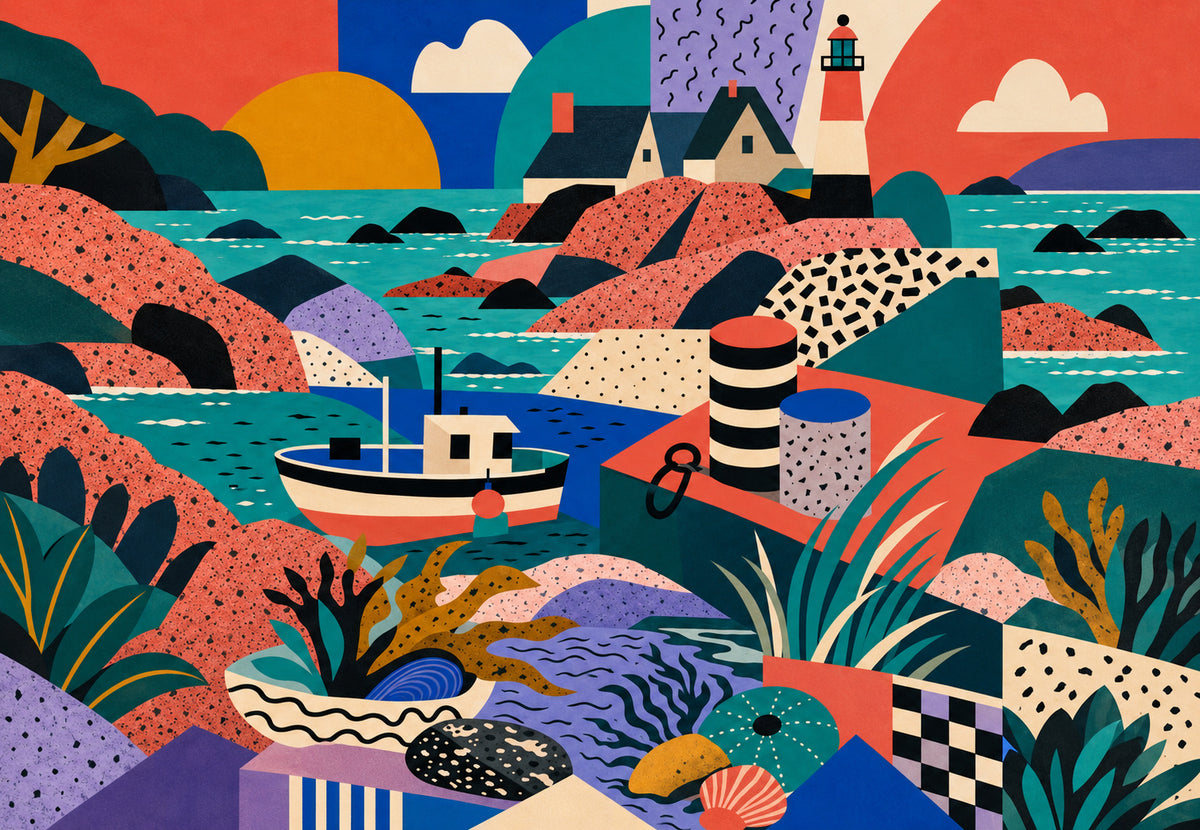 Bretagna - Costa geometrica a colori vivaci (Orizzontale)