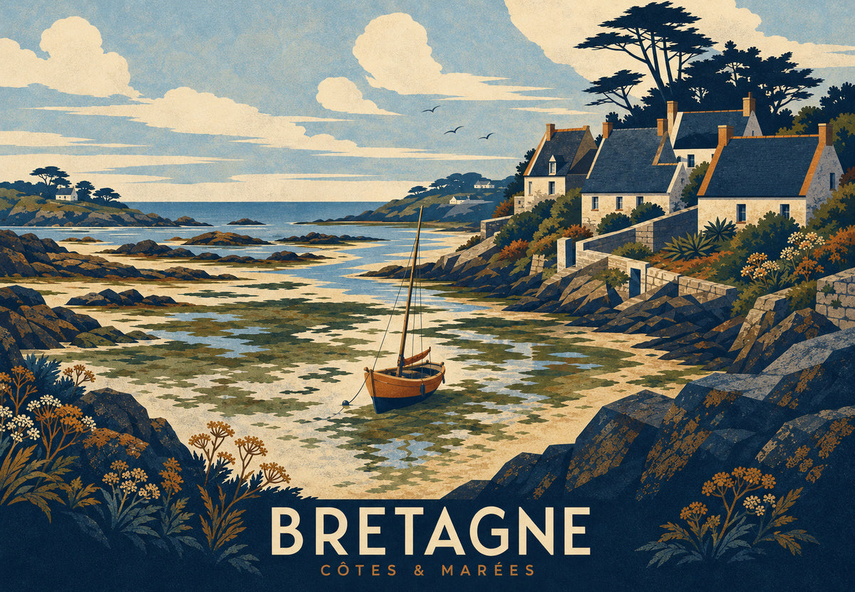 Brittany - The boat waits for the tide (Landscape)