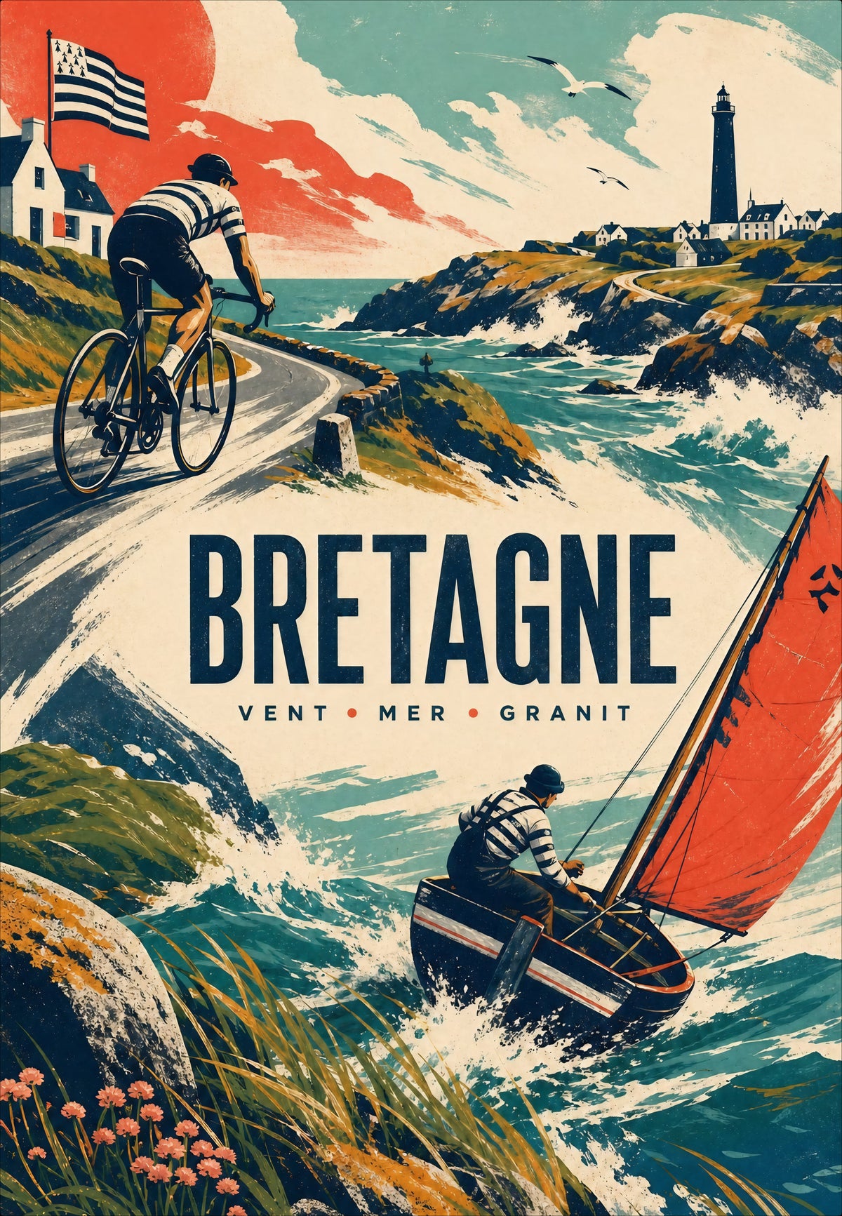 Bretagne - Der Radfahrer an der Küste