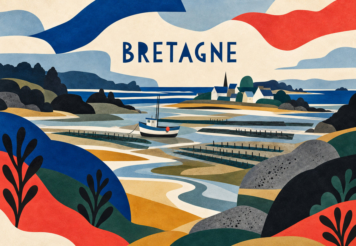 Bretagne - Partszakasz kivágott papírokból (Fekvő)