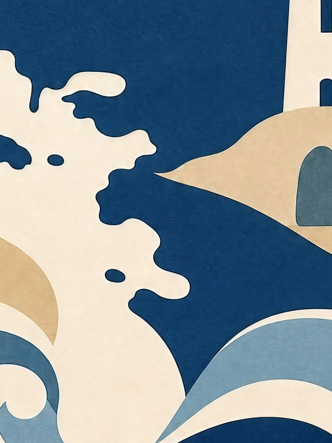 Detail a taille reelle du tirage, affiche bretagne le vent sale sur la presqu ile decoupee