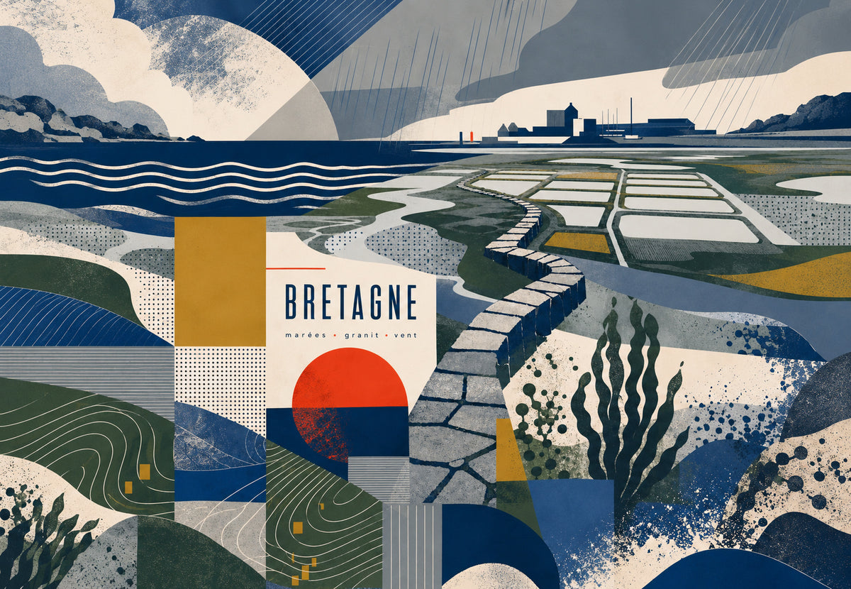 Brittany - Salt marshes in the rain (Landscape)