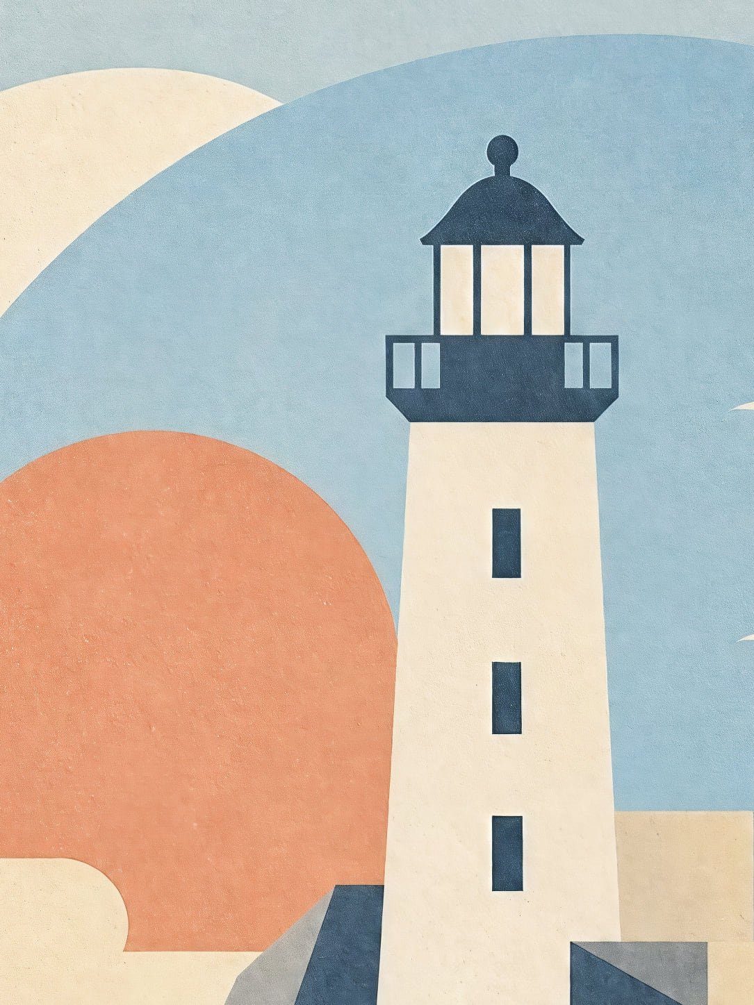 Detail a taille reelle du tirage, affiche bretagne phare au soleil doux