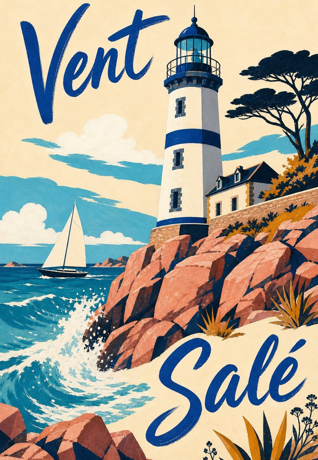 Bretagne - Der Leuchtturm auf den Felsen