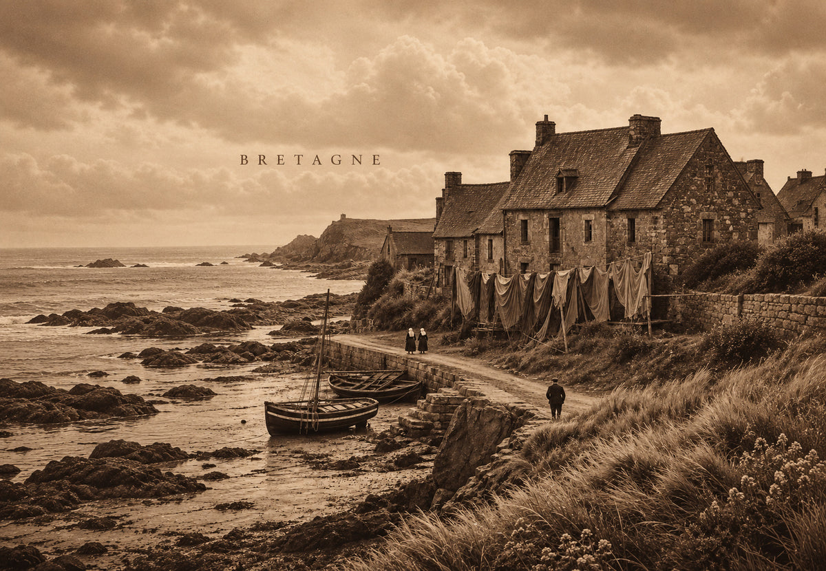 Brittany - Fishing village in sepia (Landscape)
