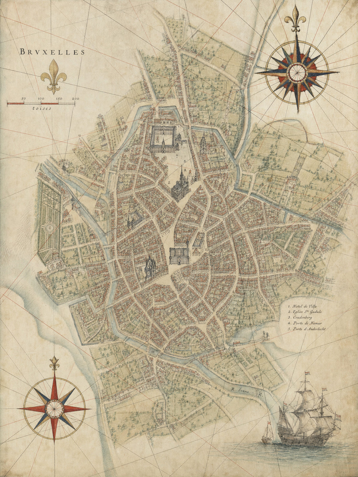 Map of the compass roses