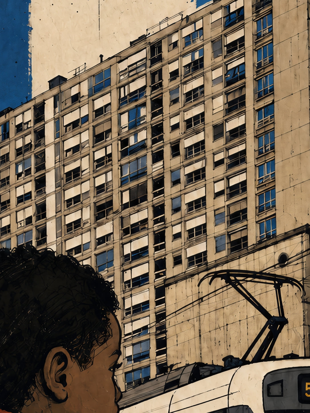 Detail a taille reelle du tirage, affiche bruxelles cite du monde