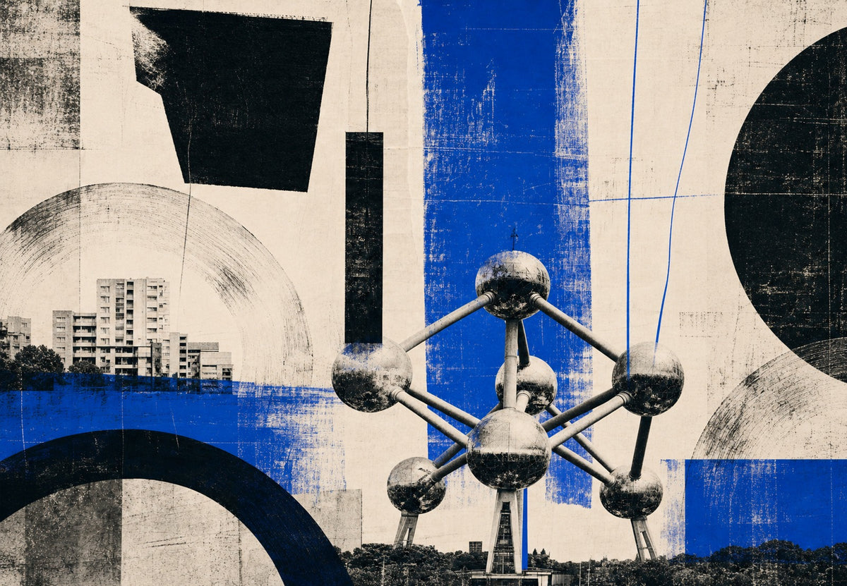 Das Atomium in Elektroblau (Querformat)
