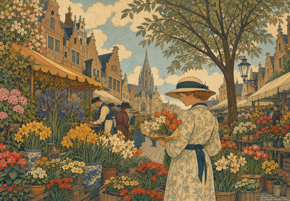 Bruxelles - Le marché aux fleurs (Paysage)