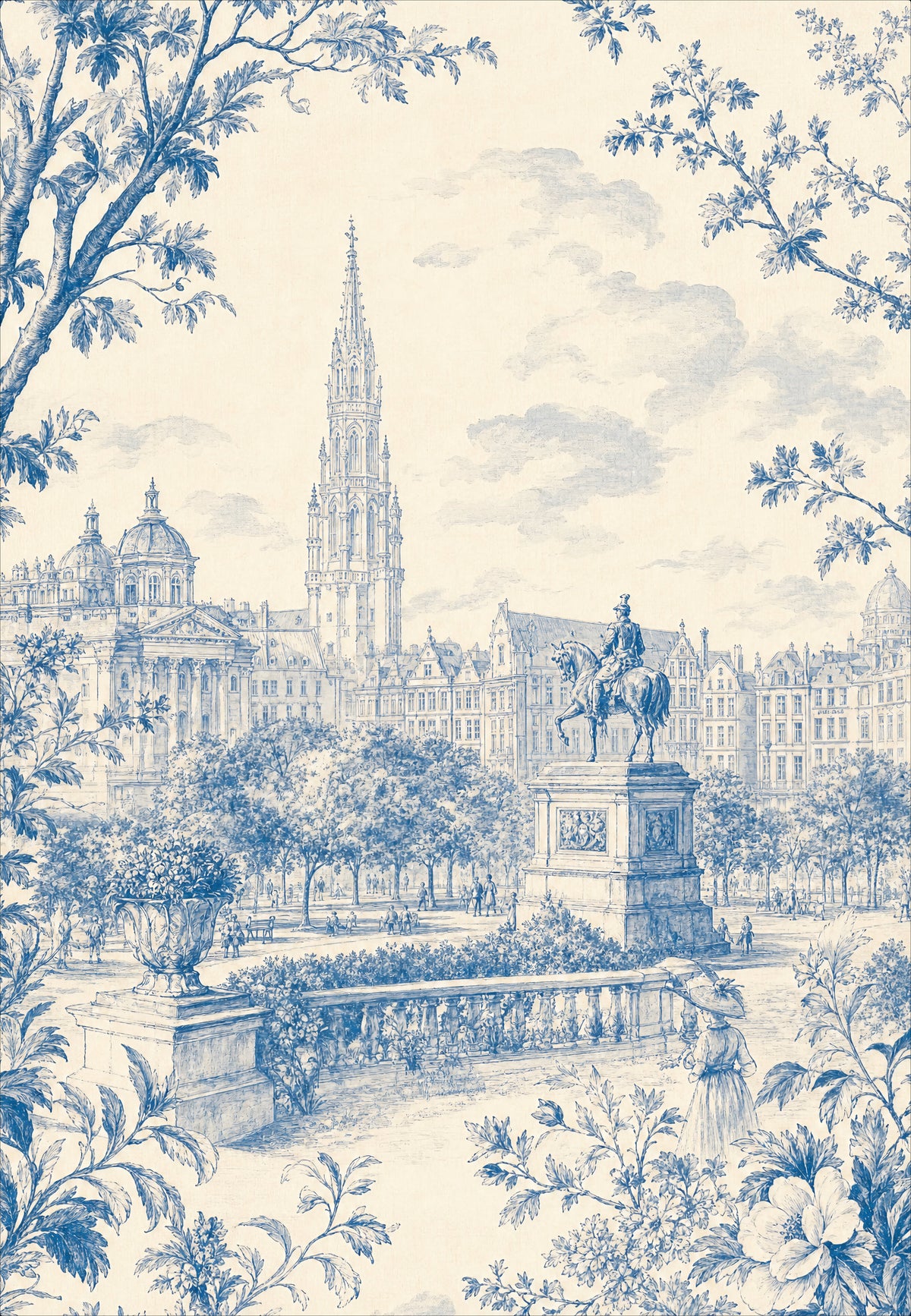 Der Park in blauer Toile