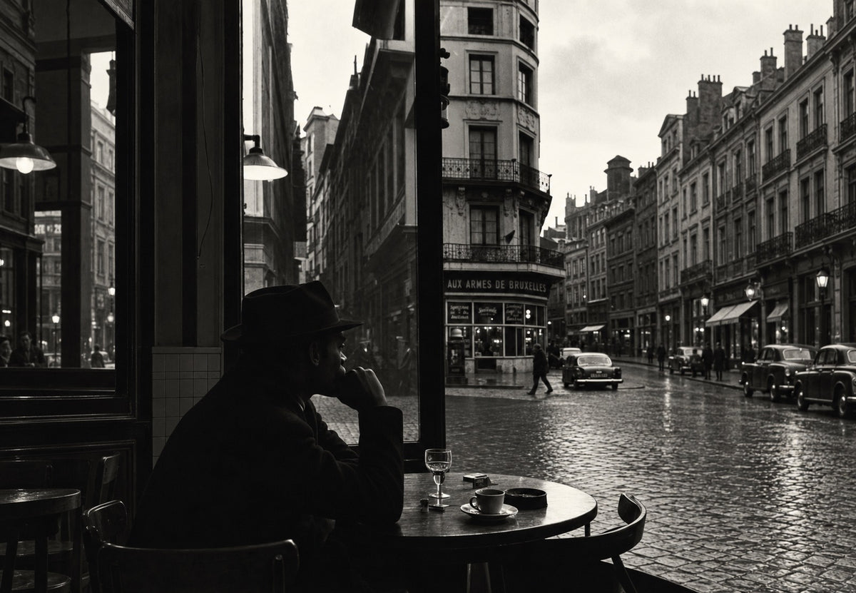 Reverie at the café, rue des Bouchers (Landscape)