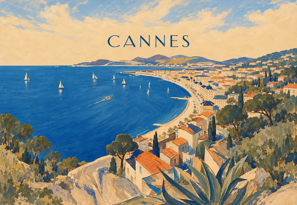 Cannes - Die Bucht von den Höhen aus (Querformat)
