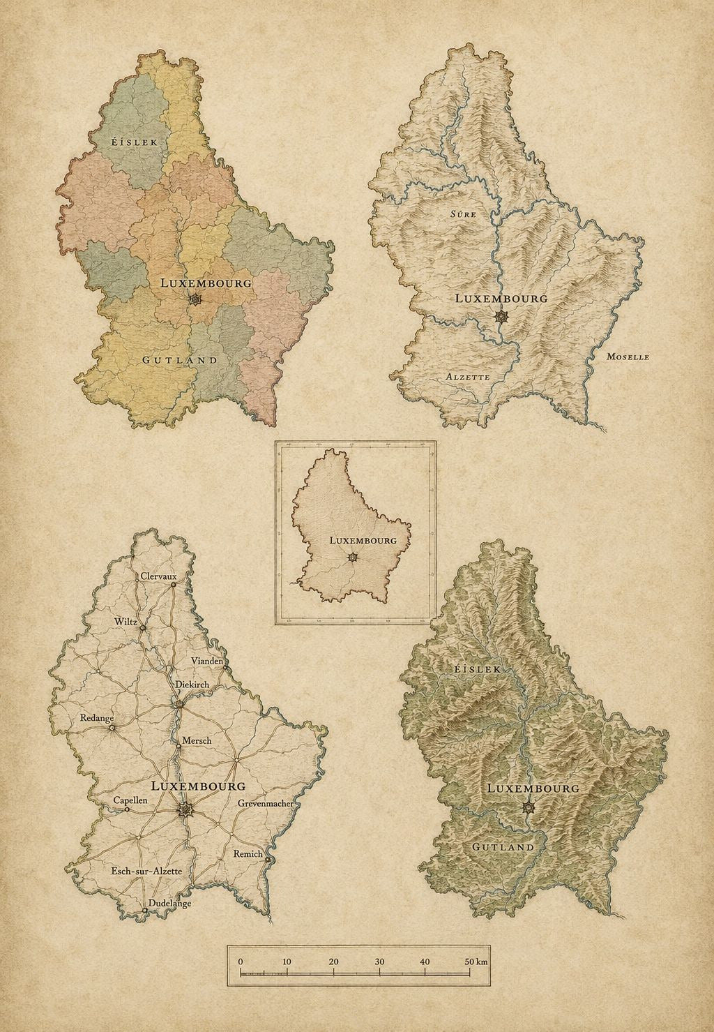 Lucembursko na pěti mapách
