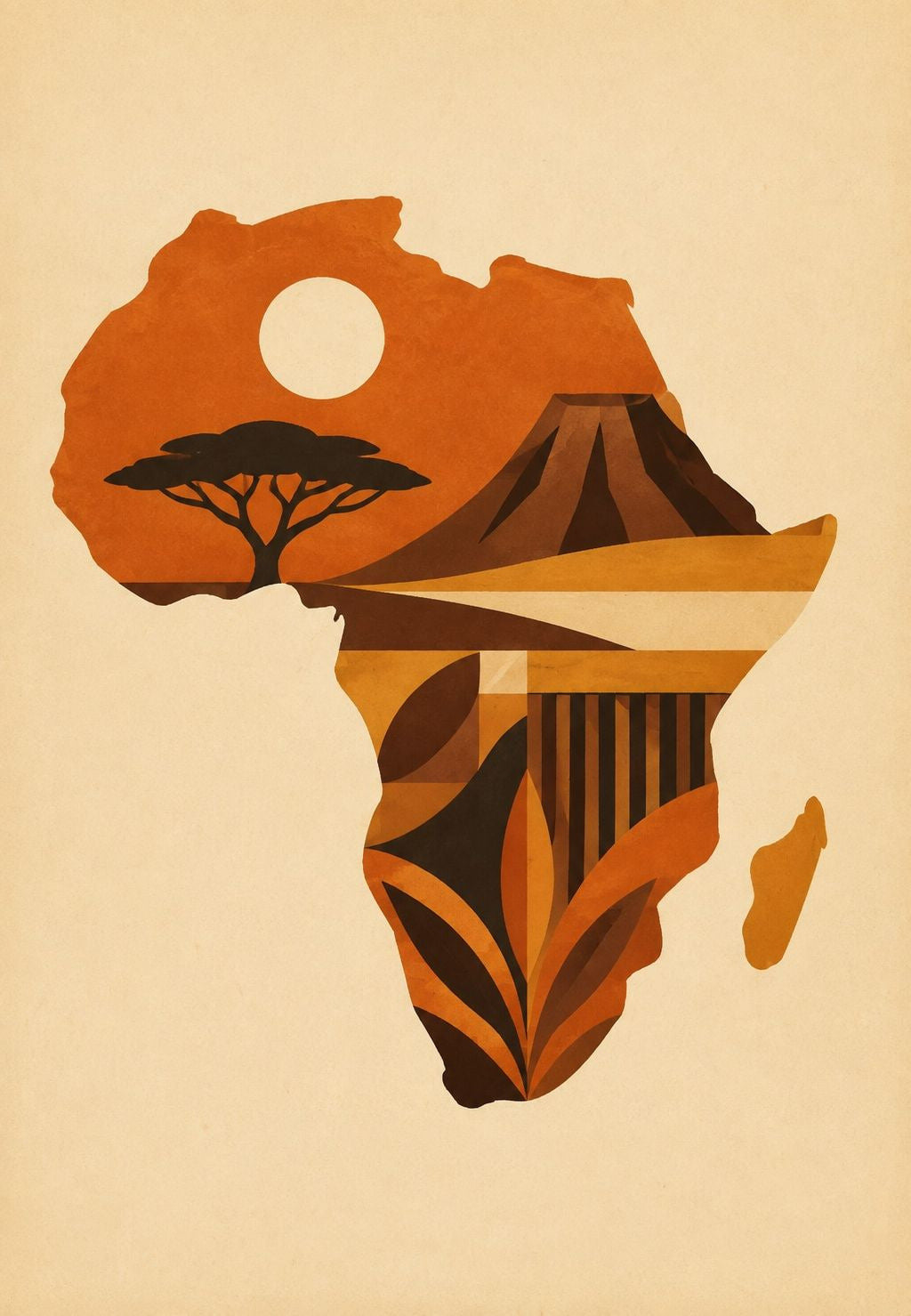 Afrika-Silhouette bei Sonnenuntergang