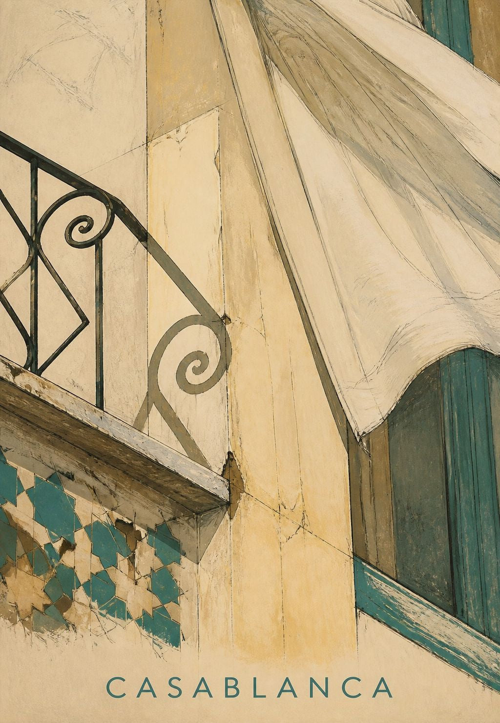 Casablanca - Der Balkon und das gespannte Tuch