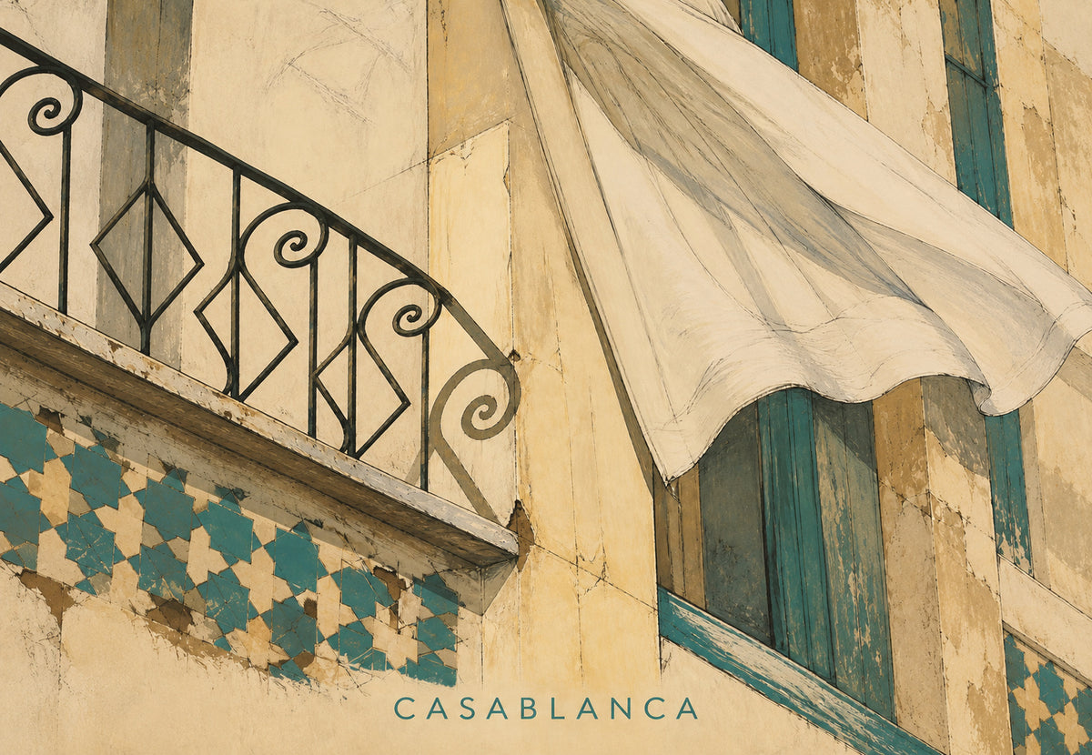 Casablanca - Der Balkon und das gespannte Tuch (Querformat)