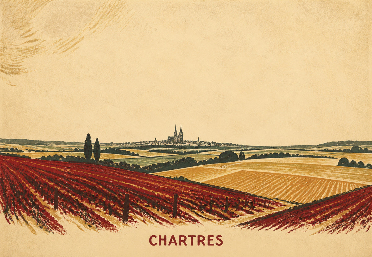 Chartres - The cathedral at the end of the fields (Landscape)