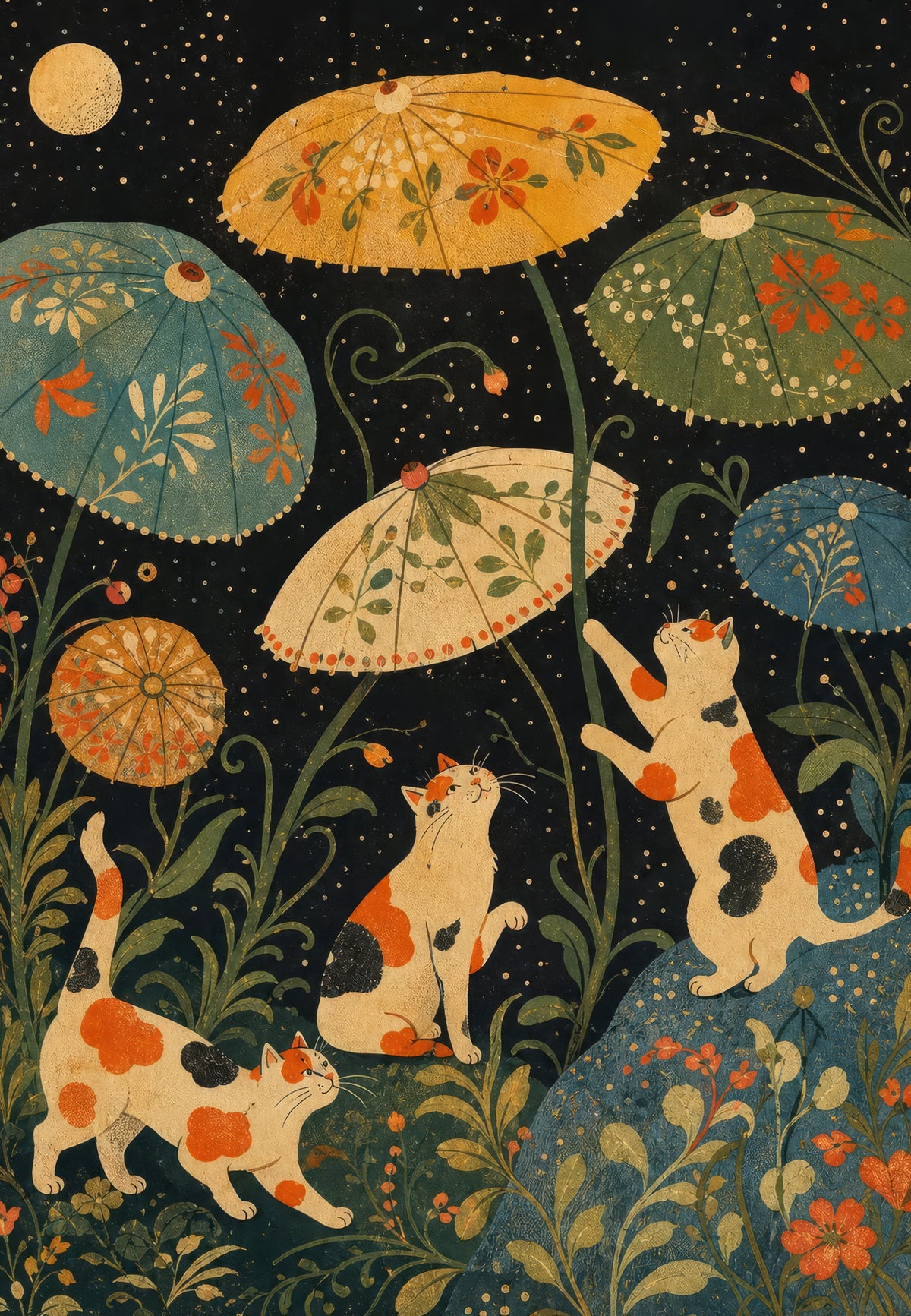 Les chats sous les parasols