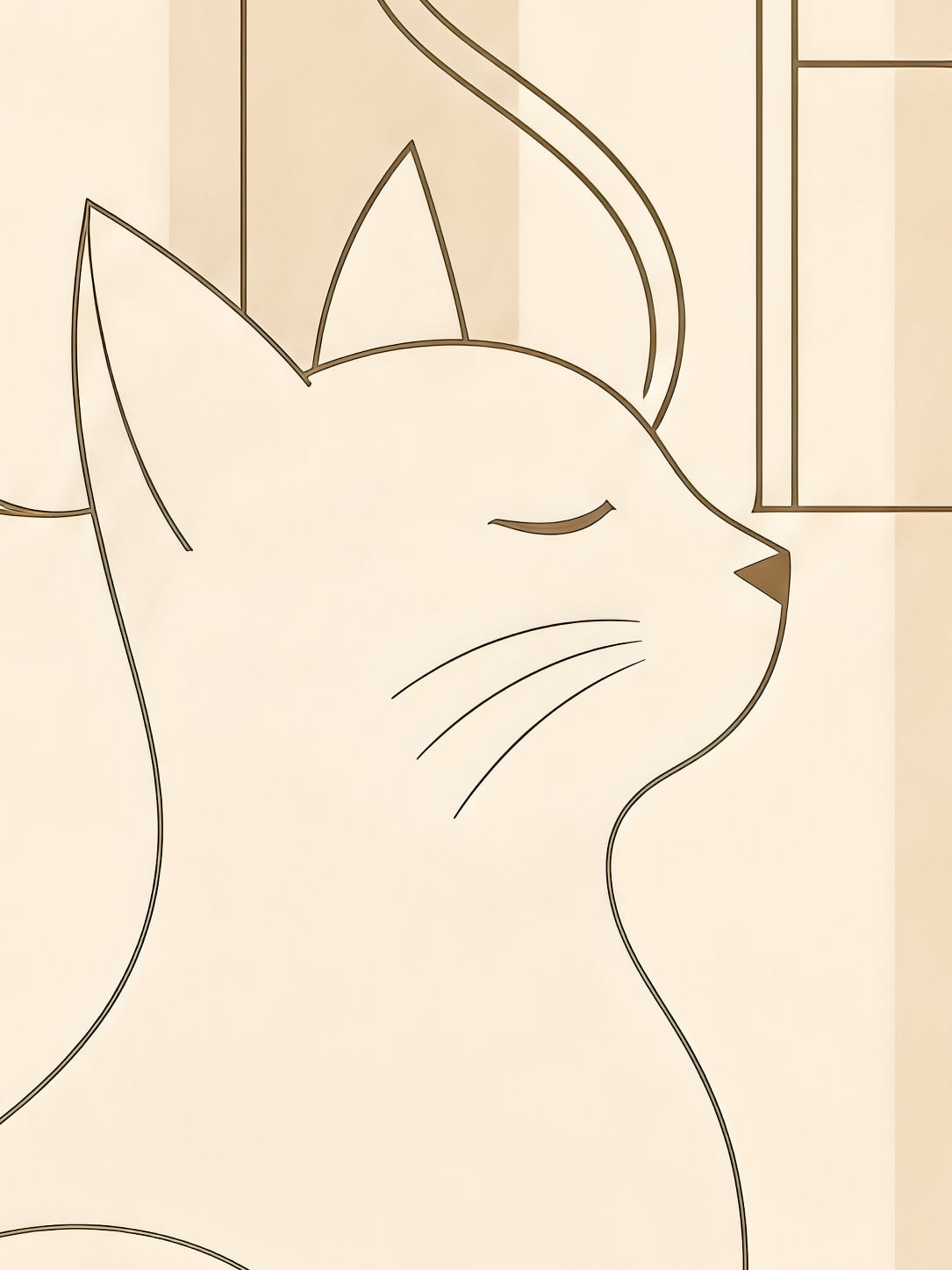 Detail a taille reelle du tirage, affiche chat le chat en ligne claire douce pause