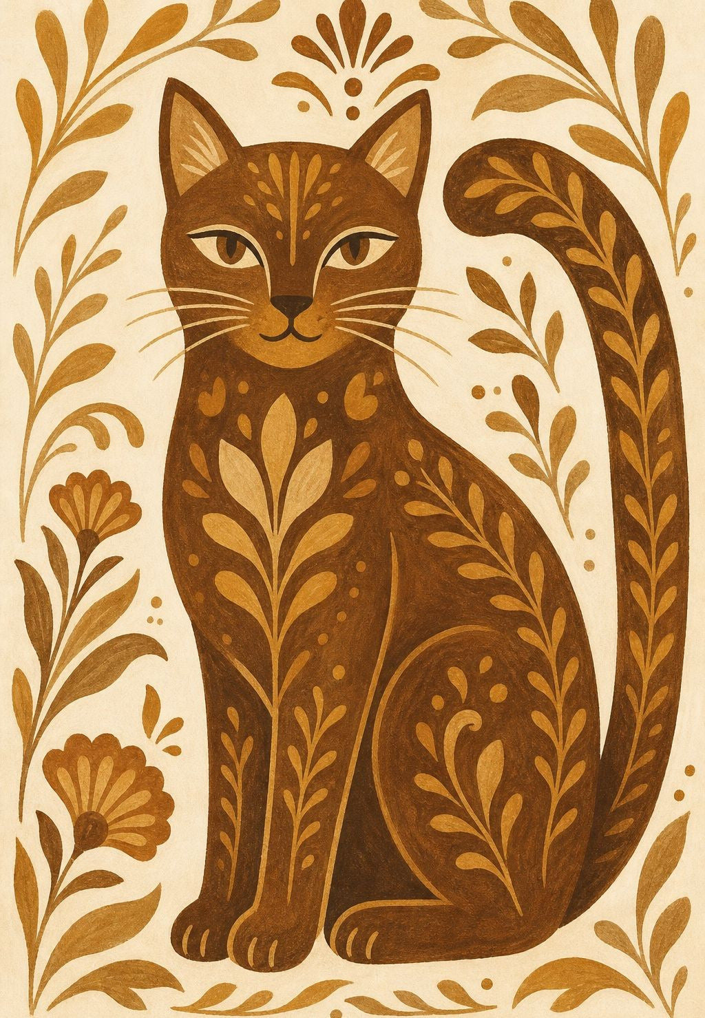 Die Katze mit Rankenwerk