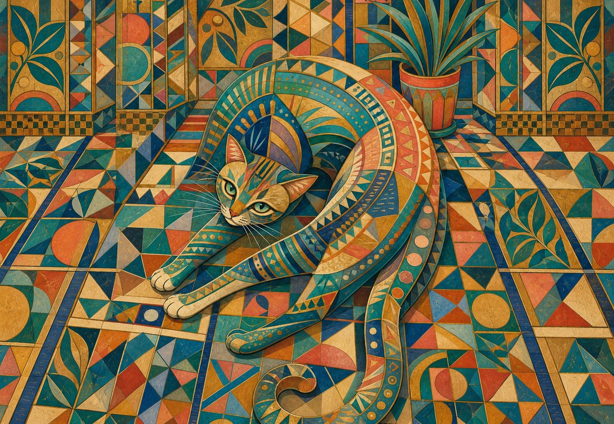 The embroidered cat (Landscape)