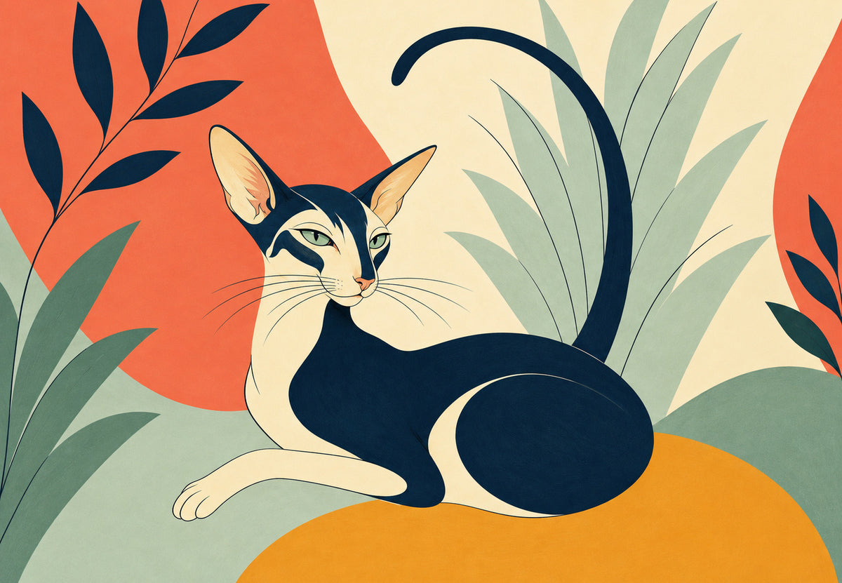 The oriental cat under the leaves (Landscape)
