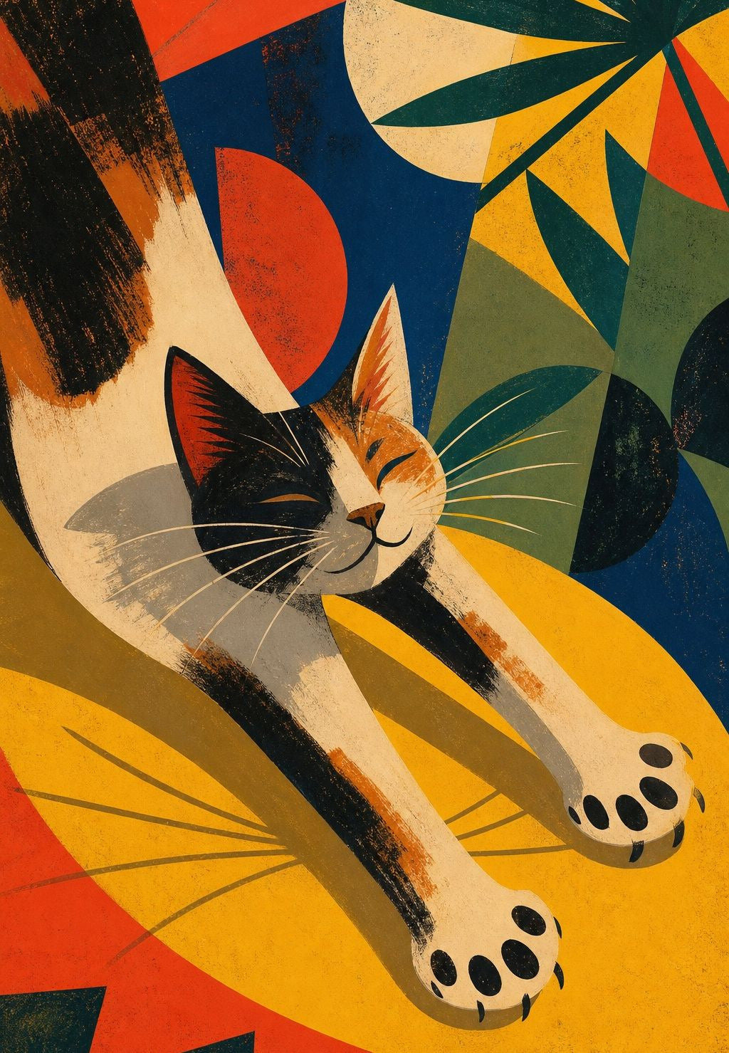Die Katze, die sich beim Aufwachen streckt