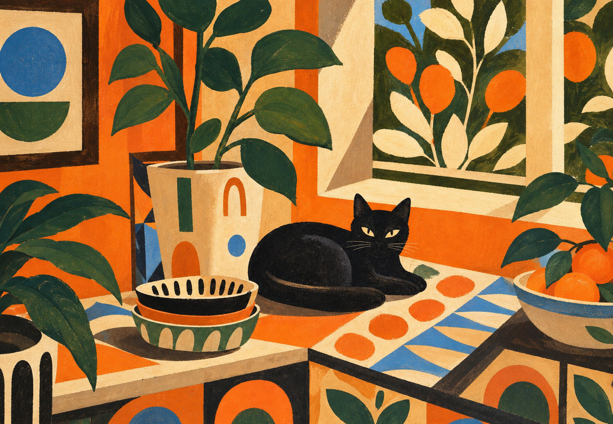 The cat among the orange trees (Landscape)