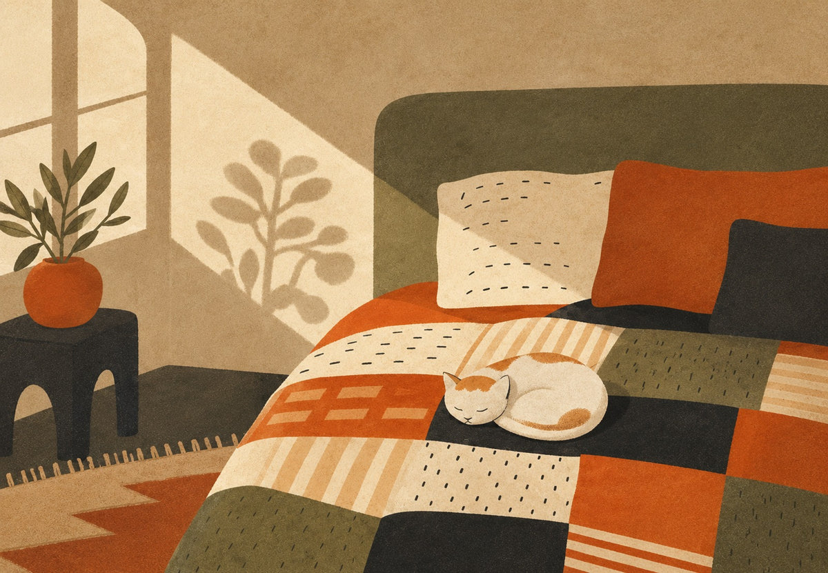 Cat nap on patchwork (Landscape)