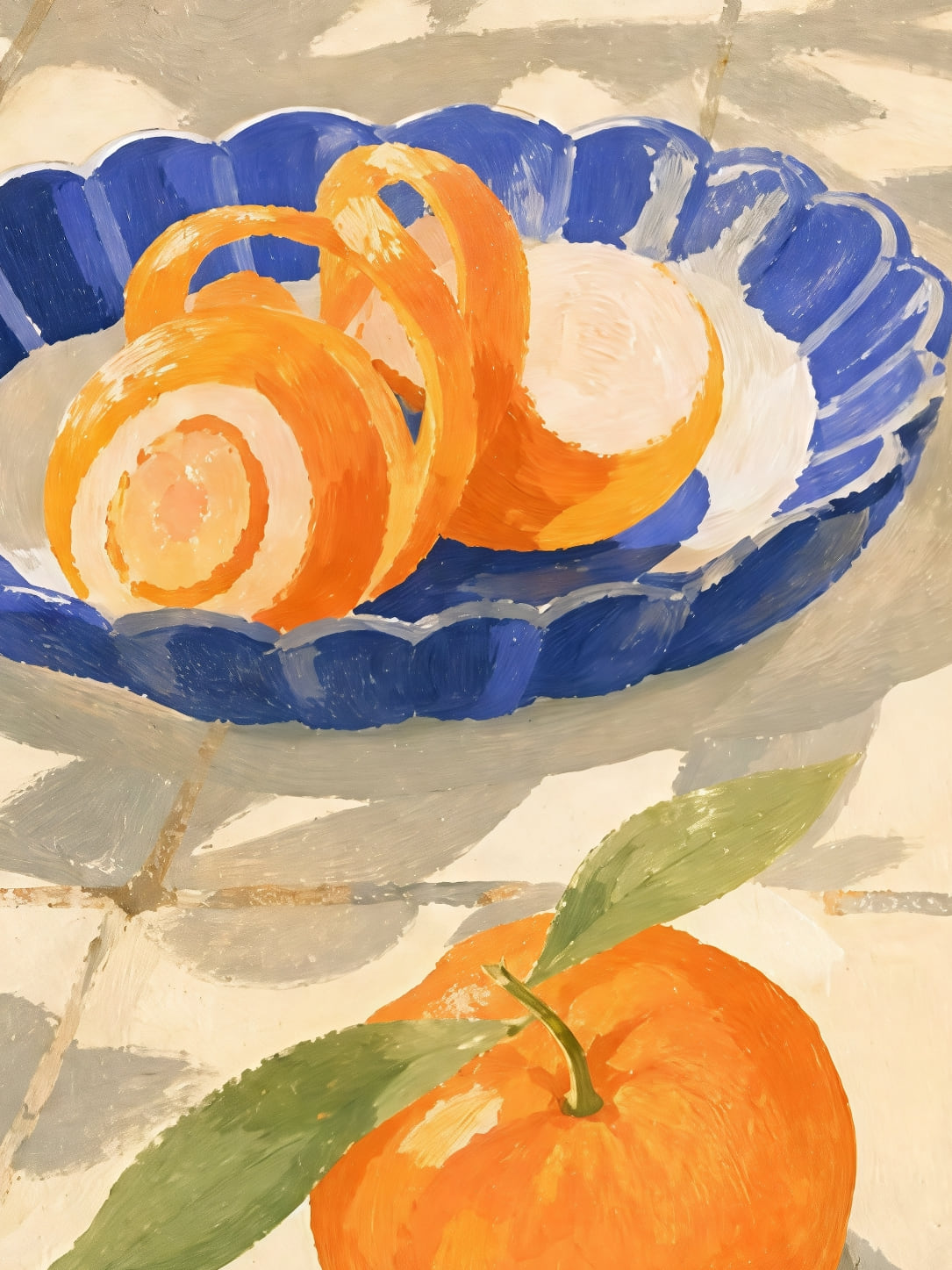 Detail a taille reelle du tirage, affiche citron carafe dagrumes sur terrasse
