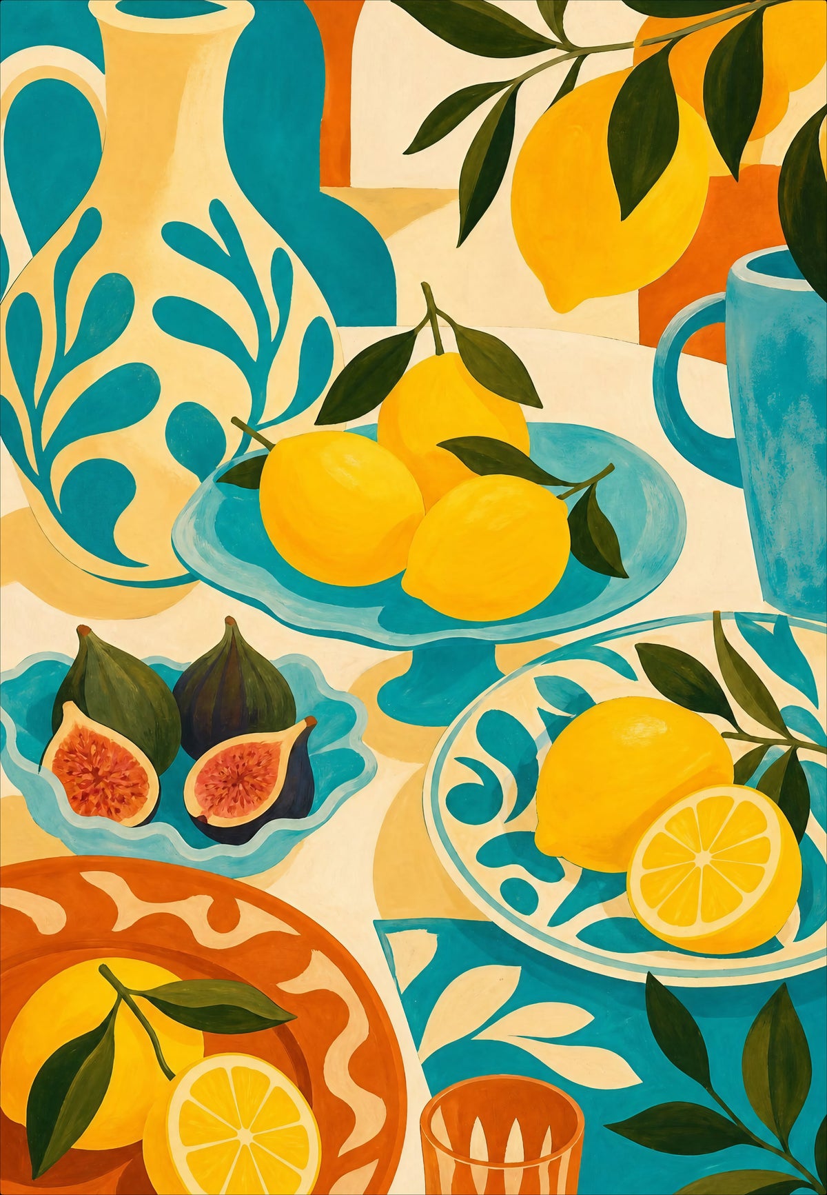 La mesa de limones e higos