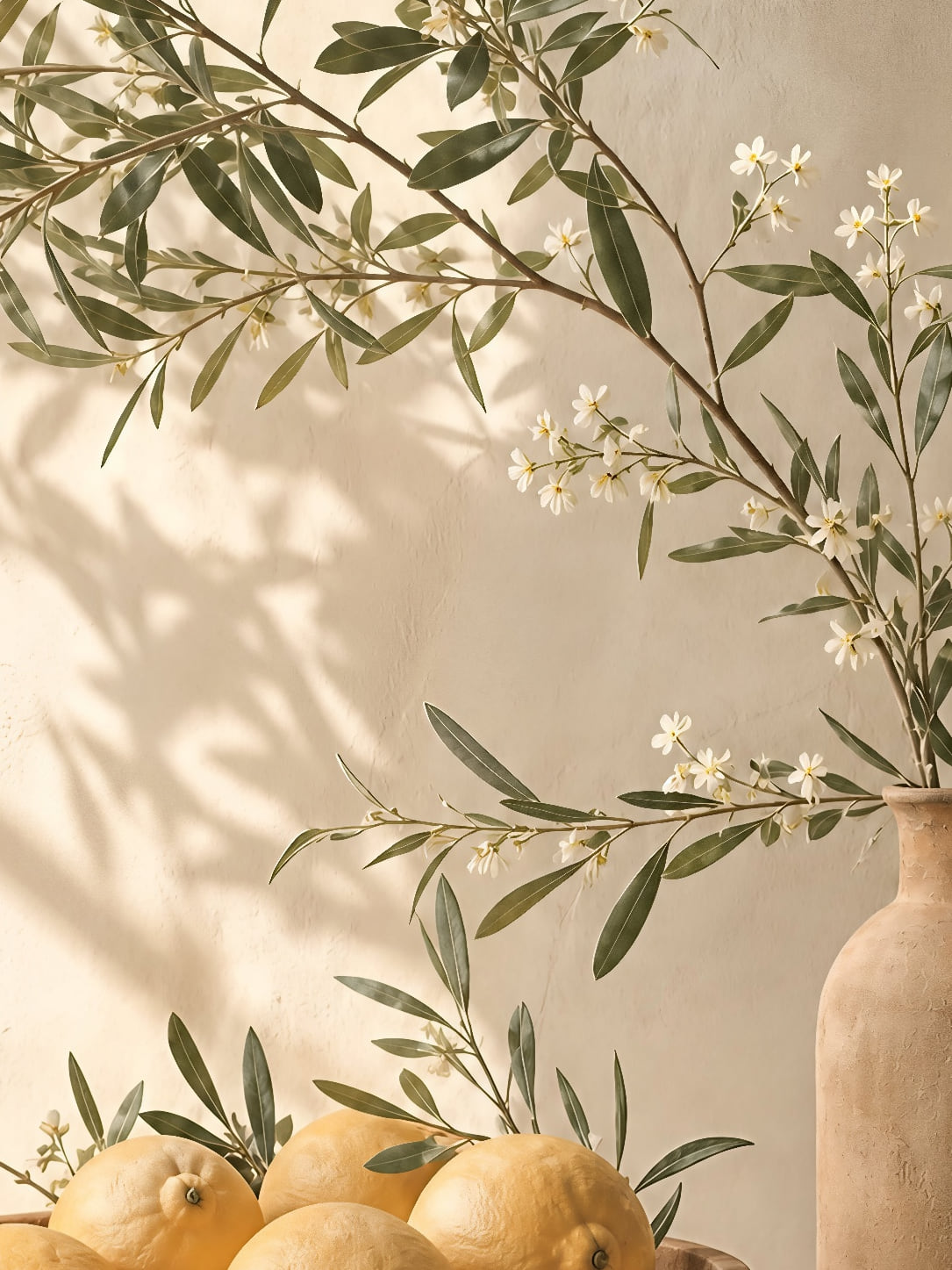 Detail a taille reelle du tirage, affiche citron les citrons sous les branches d olivier paysage