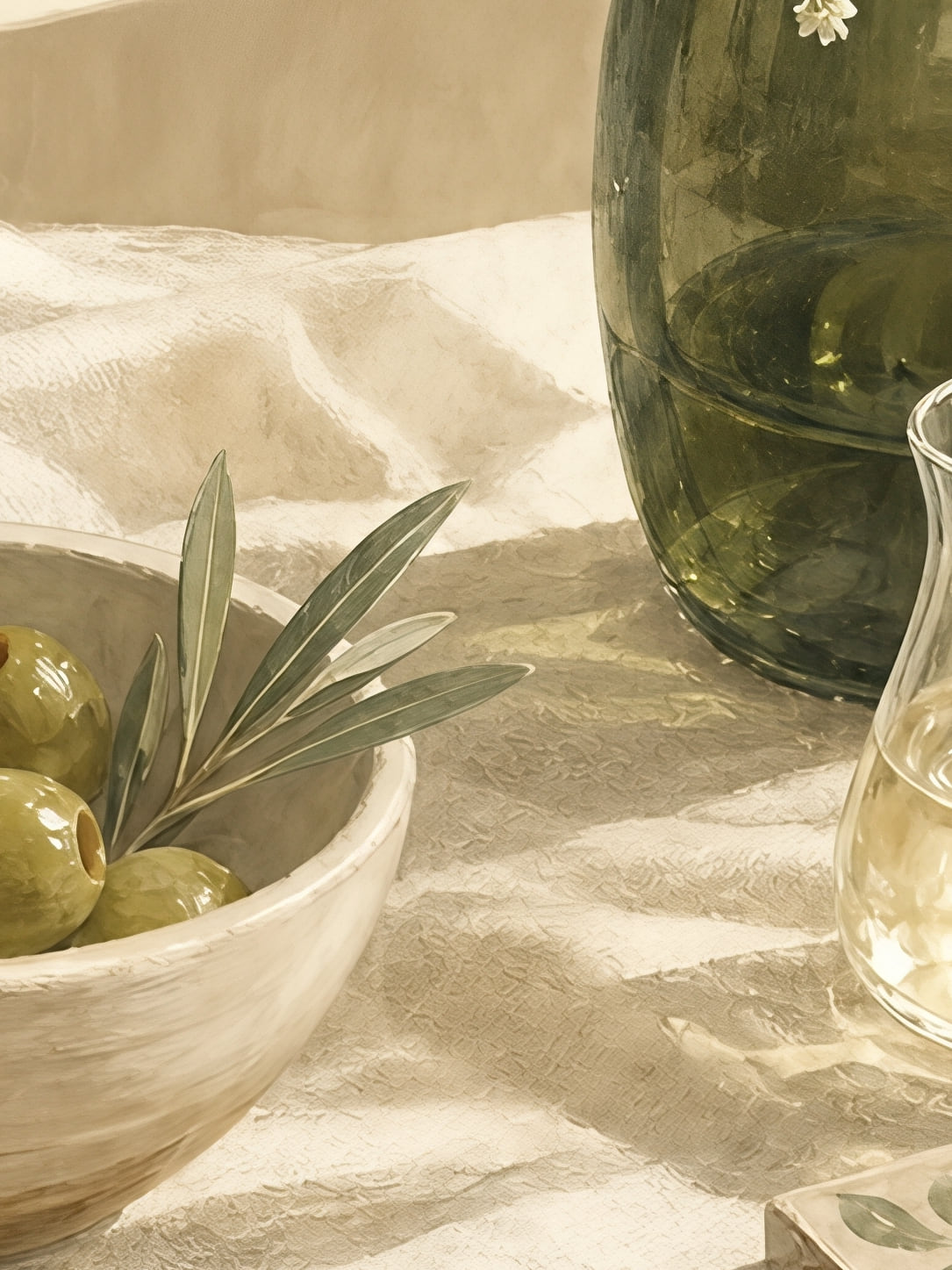 Detail a taille reelle du tirage, affiche cocktail carafe olives et fromage