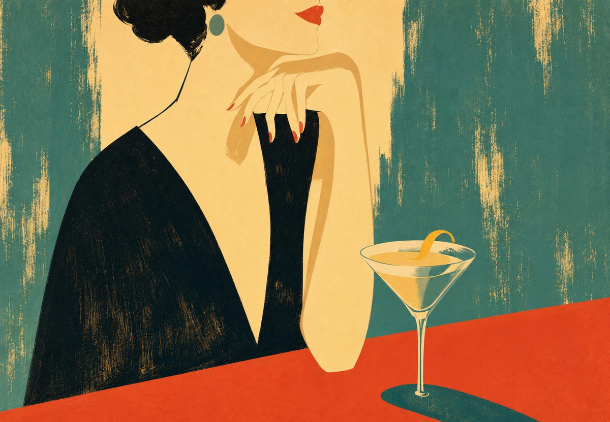 Die Elegante und das Glas (Querformat)