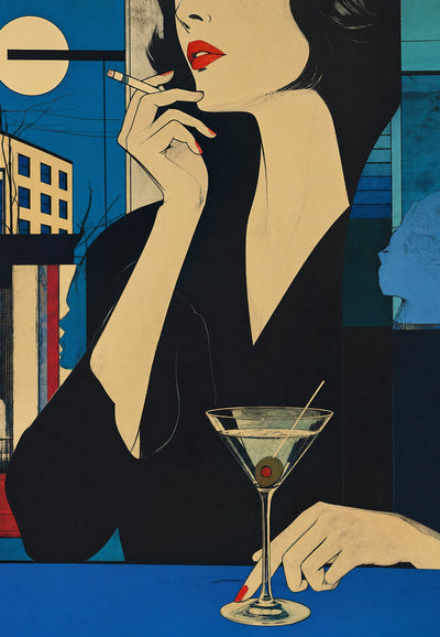 Blaue Nacht, Glas und Zigarette
