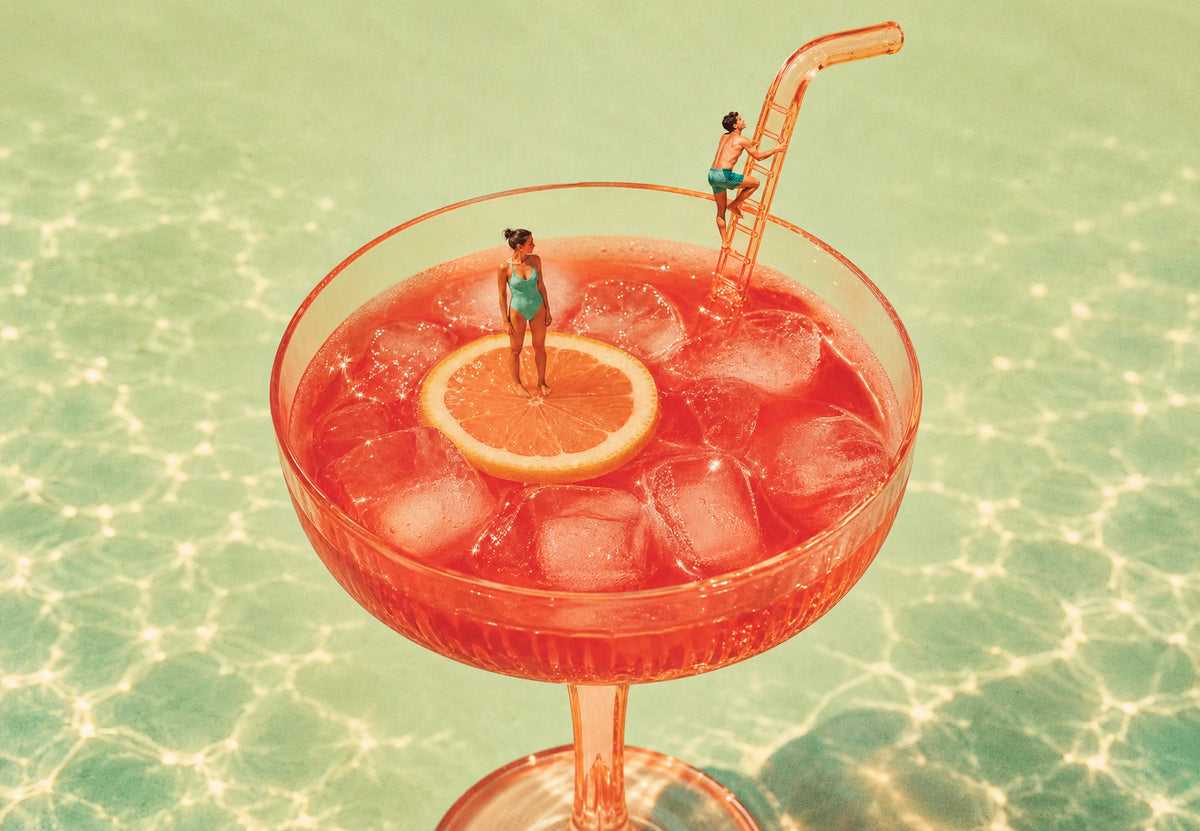 Schwimmbad im Spritzglas (Querformat)