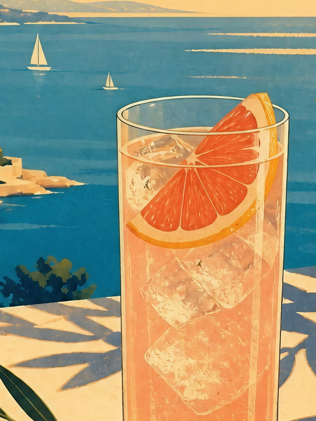 Detail a taille reelle du tirage, affiche cocktail riviera spritz