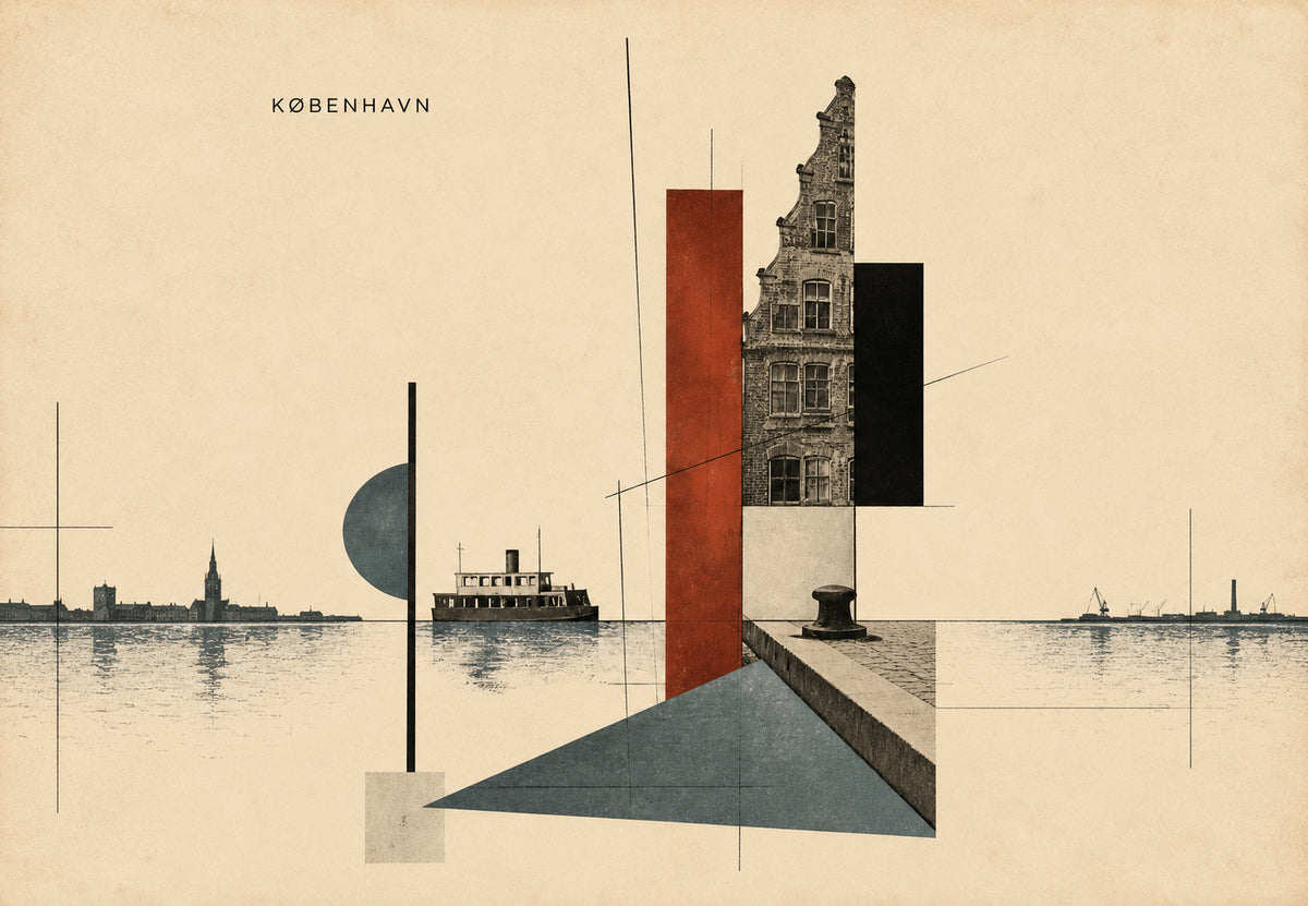 Copenhague - Le quai en plans superposés (Paysage)