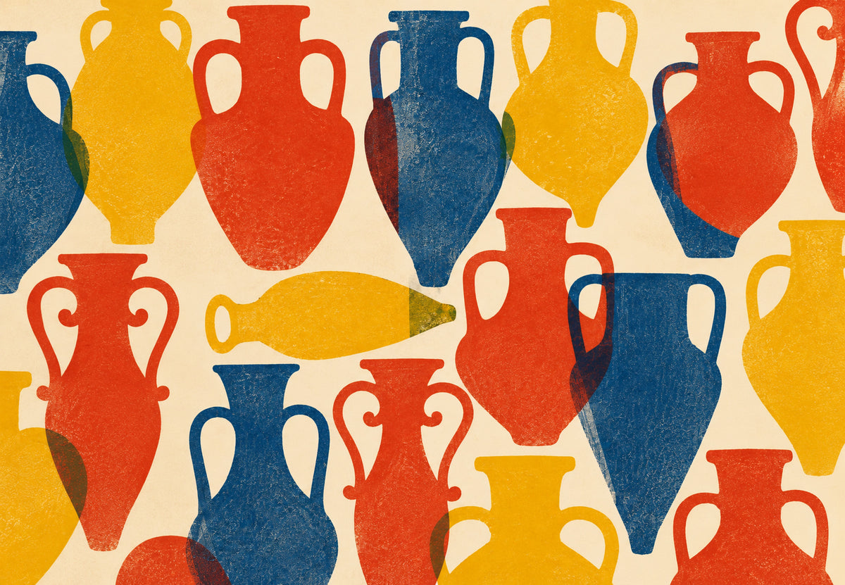 Ancient Amphorae in Vivid Colors (Landscape)