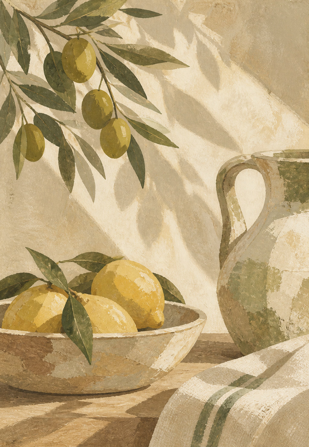 Limoni e ramo d'ulivo al sole