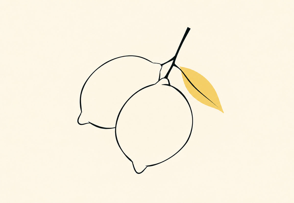 Zitronen und goldenes Blatt (Querformat)