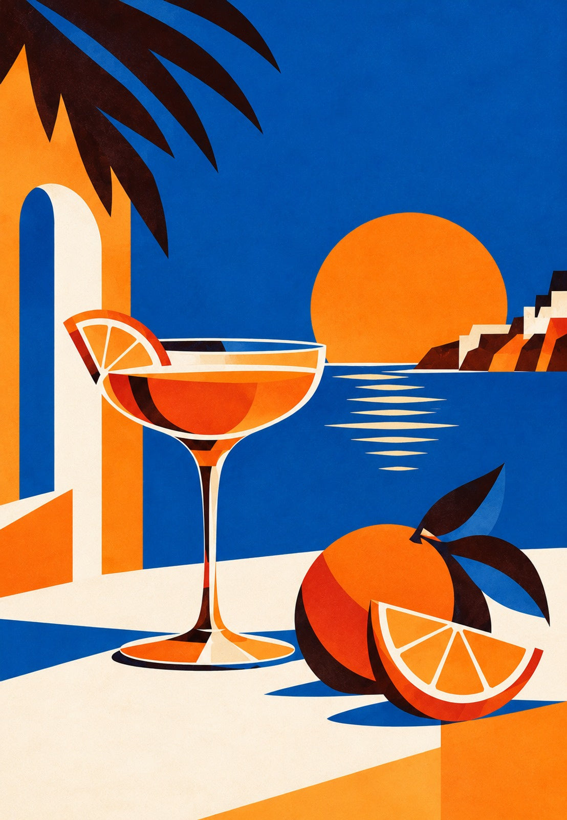 Bernsteinfarbene Coupe am Meer