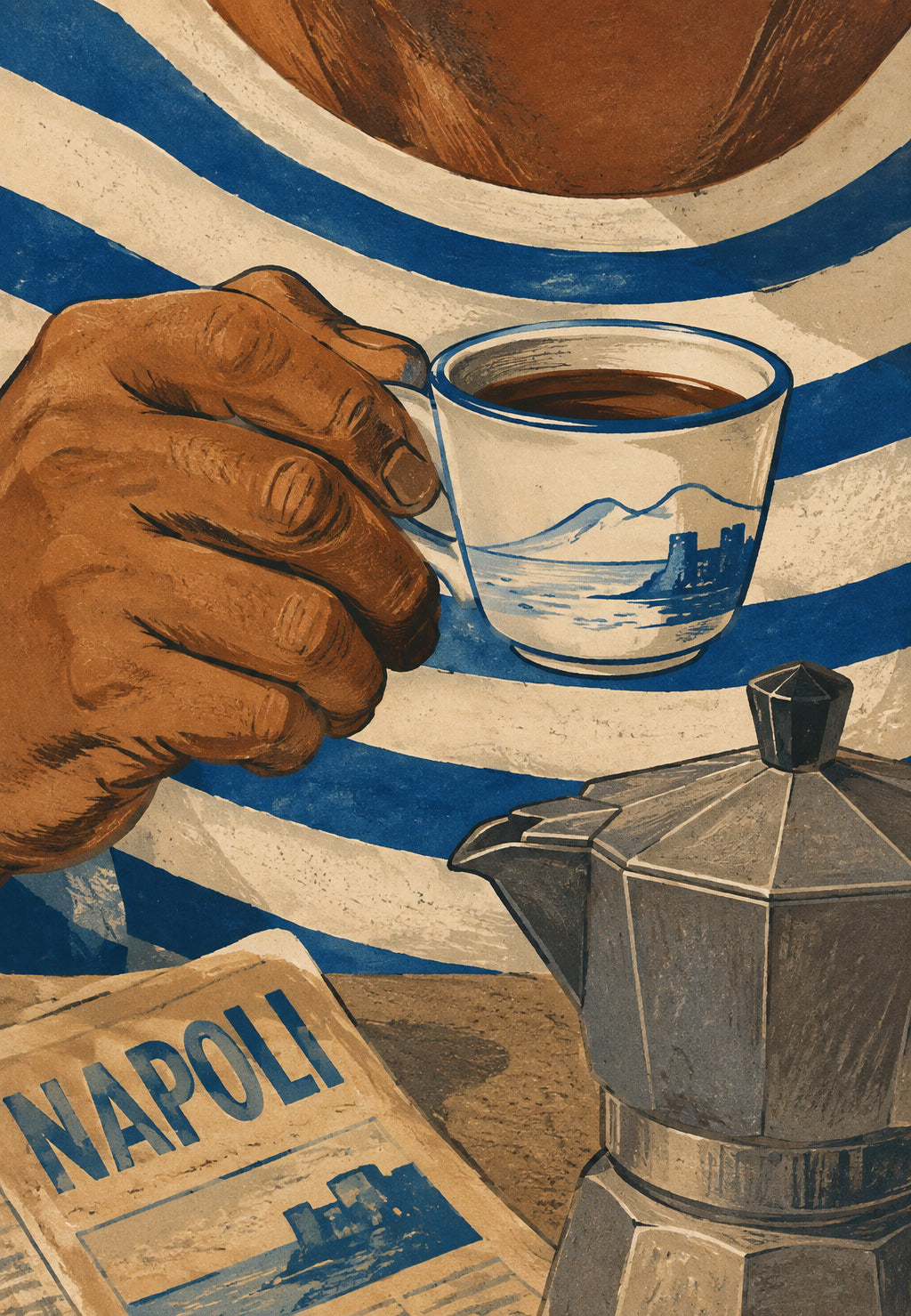 Espresso napoletano a righe blu