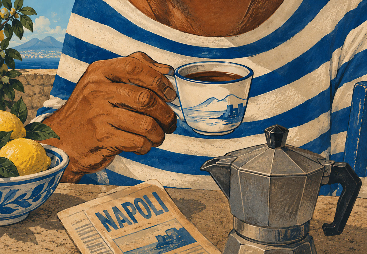 Napuljski espresso u plavim prugama (Vodoravno)